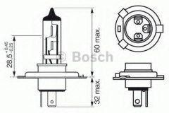 Лампа PLUS 60 H4 12V 60 для RENAULT THALIA I (LB0/1/2_) 1.6 16V 2002-, код двигателя K4M740, V см3 1598, КВт79, Л.с.107, бензин, Bosch 1987302049